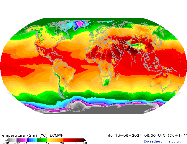 Temperatura (2m) ECMWF Seg 10.06.2024 06 UTC