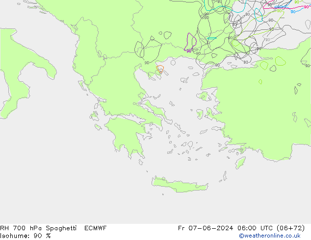 700 hPa Nispi Nem Spaghetti ECMWF Cu 07.06.2024 06 UTC