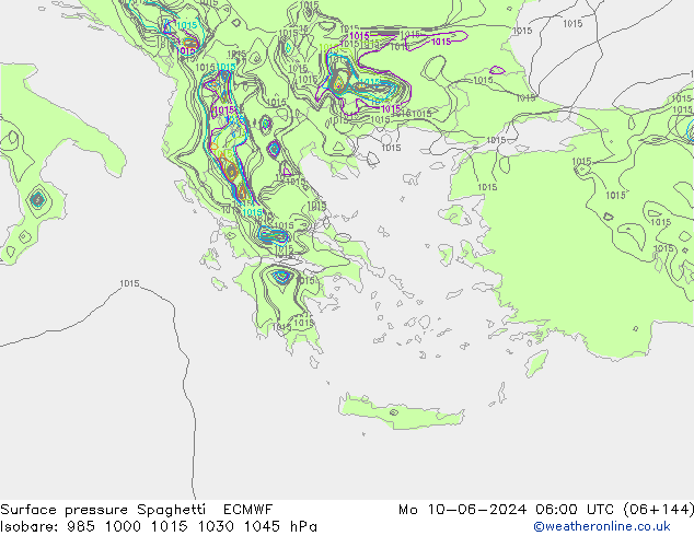 Yer basıncı Spaghetti ECMWF Pzt 10.06.2024 06 UTC