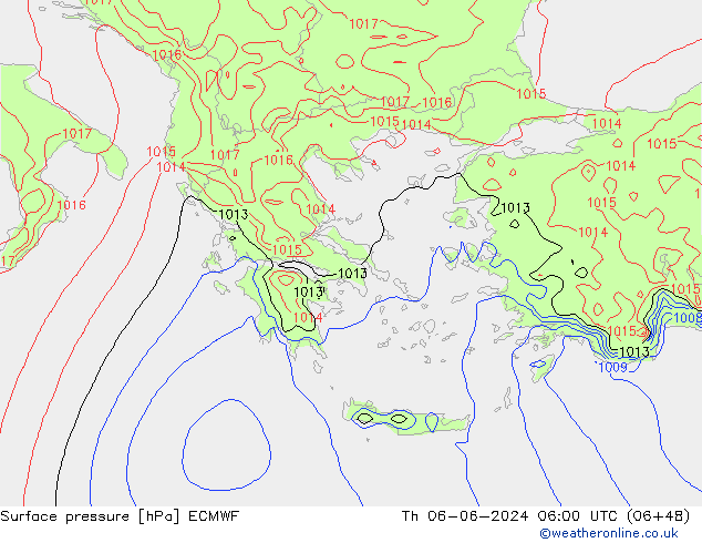 Surface pressure ECMWF Th 06.06.2024 06 UTC