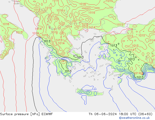 pressão do solo ECMWF Qui 06.06.2024 18 UTC