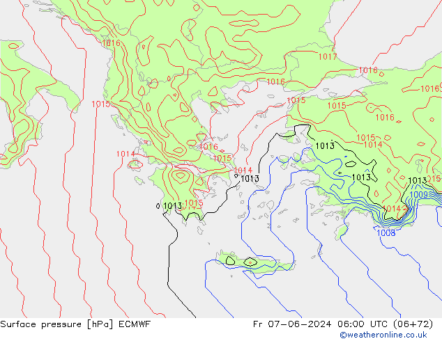 pression de l'air ECMWF ven 07.06.2024 06 UTC