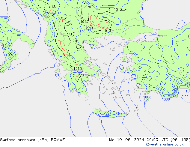 Yer basıncı ECMWF Pzt 10.06.2024 00 UTC