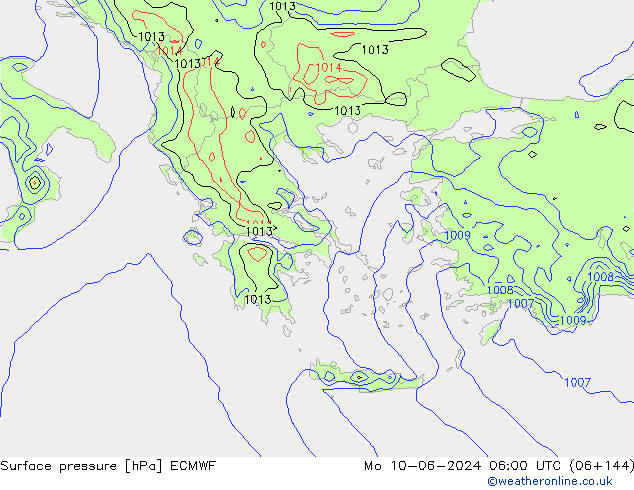 Surface pressure ECMWF Mo 10.06.2024 06 UTC