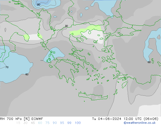 RH 700 гПа ECMWF вт 04.06.2024 12 UTC