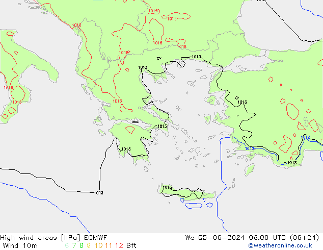 High wind areas ECMWF We 05.06.2024 06 UTC