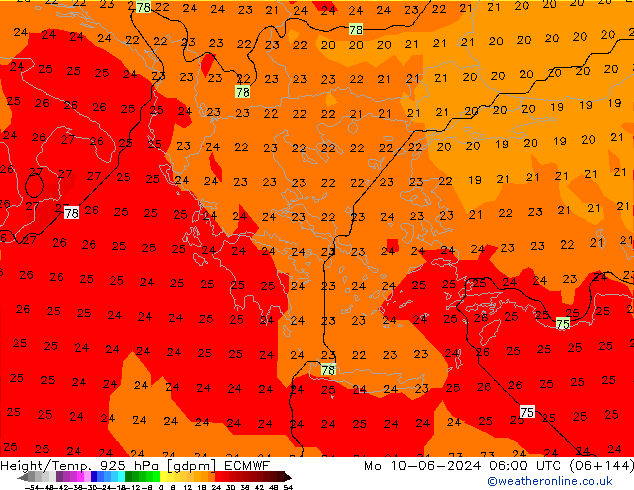 Height/Temp. 925 hPa ECMWF  10.06.2024 06 UTC