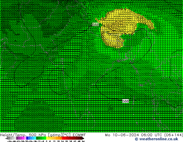 Height/Temp. 500 hPa ECMWF Mo 10.06.2024 06 UTC