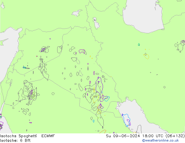 Isotachs Spaghetti ECMWF Ne 09.06.2024 18 UTC