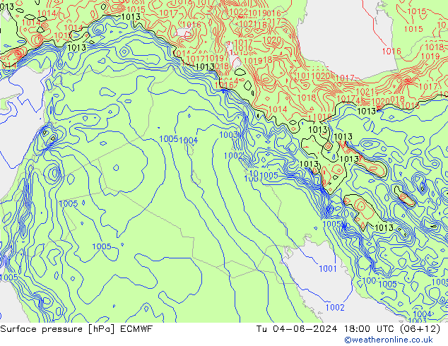 Surface pressure ECMWF Tu 04.06.2024 18 UTC