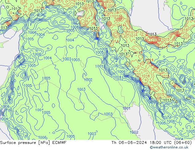 pressão do solo ECMWF Qui 06.06.2024 18 UTC