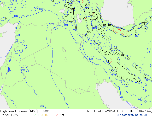 Izotacha ECMWF pon. 10.06.2024 06 UTC