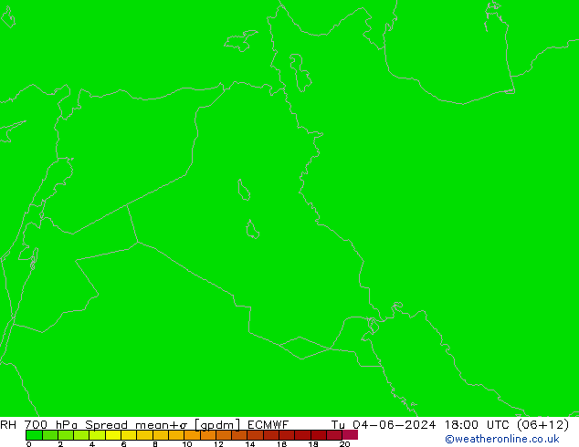 Humidité rel. 700 hPa Spread ECMWF mar 04.06.2024 18 UTC