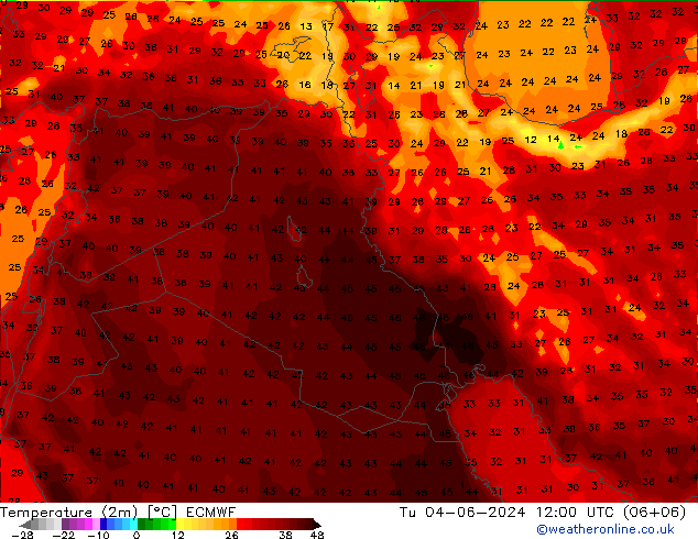 Temperatura (2m) ECMWF mar 04.06.2024 12 UTC