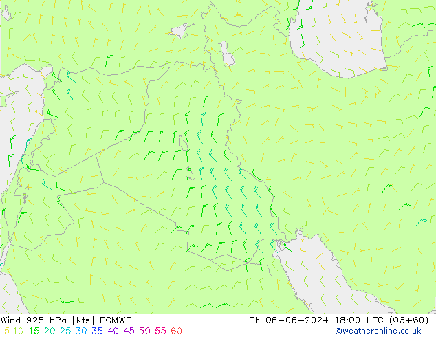 Wind 925 hPa ECMWF Th 06.06.2024 18 UTC