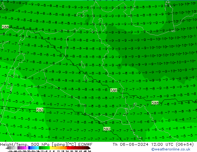 Height/Temp. 500 hPa ECMWF  06.06.2024 12 UTC