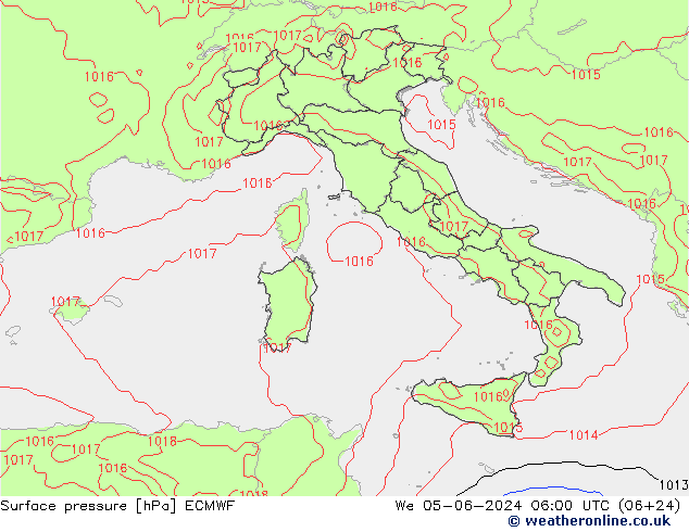 Atmosférický tlak ECMWF St 05.06.2024 06 UTC