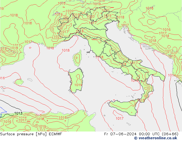 приземное давление ECMWF пт 07.06.2024 00 UTC