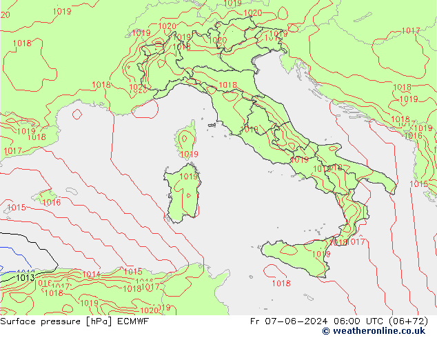 Surface pressure ECMWF Fr 07.06.2024 06 UTC