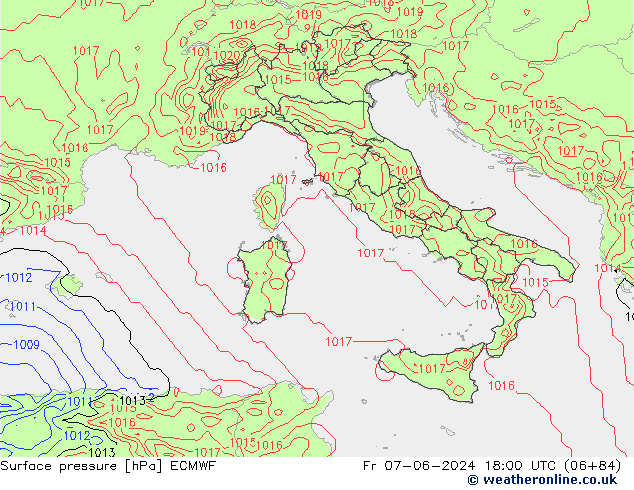 приземное давление ECMWF пт 07.06.2024 18 UTC