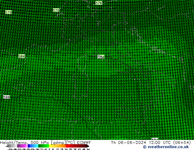 Geop./Temp. 500 hPa ECMWF jue 06.06.2024 12 UTC