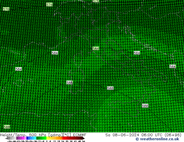 Yükseklik/Sıc. 500 hPa ECMWF Cts 08.06.2024 06 UTC