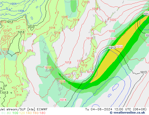 Prąd strumieniowy ECMWF wto. 04.06.2024 12 UTC