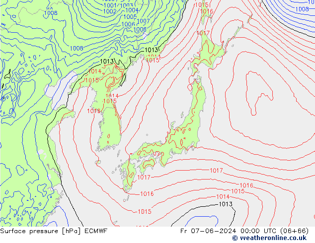 pressão do solo ECMWF Sex 07.06.2024 00 UTC