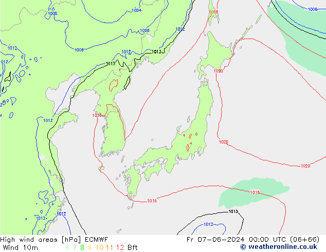 High wind areas ECMWF Fr 07.06.2024 00 UTC