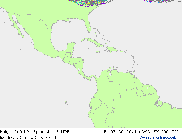 Height 500 hPa Spaghetti ECMWF pt. 07.06.2024 06 UTC