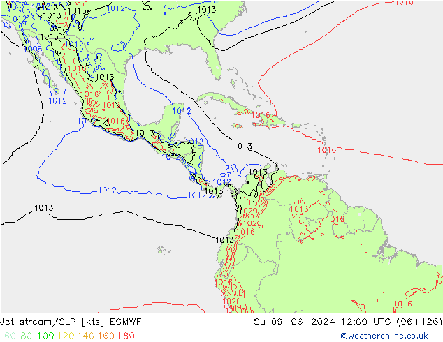 джет/приземное давление ECMWF Вс 09.06.2024 12 UTC