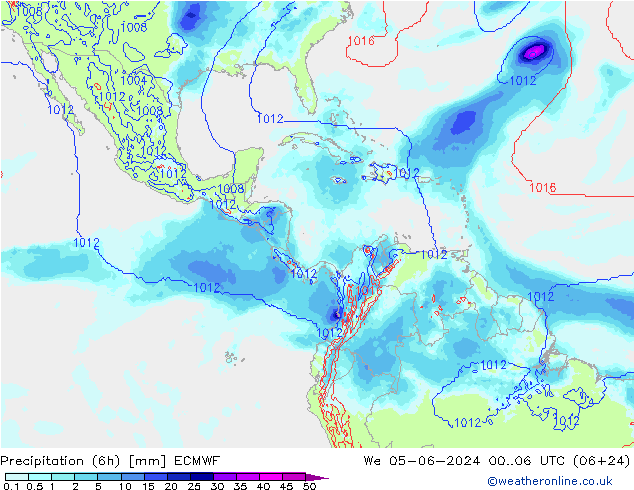 Precipitación (6h) ECMWF mié 05.06.2024 06 UTC