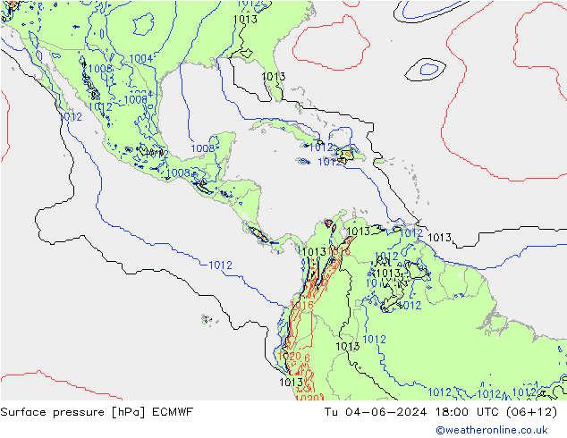 Surface pressure ECMWF Tu 04.06.2024 18 UTC