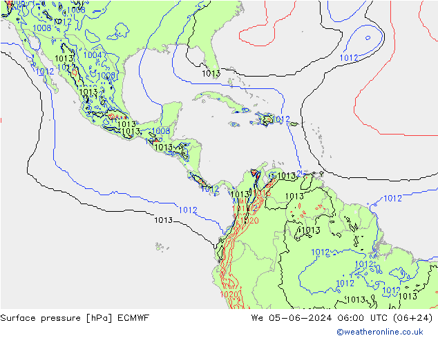 Surface pressure ECMWF We 05.06.2024 06 UTC