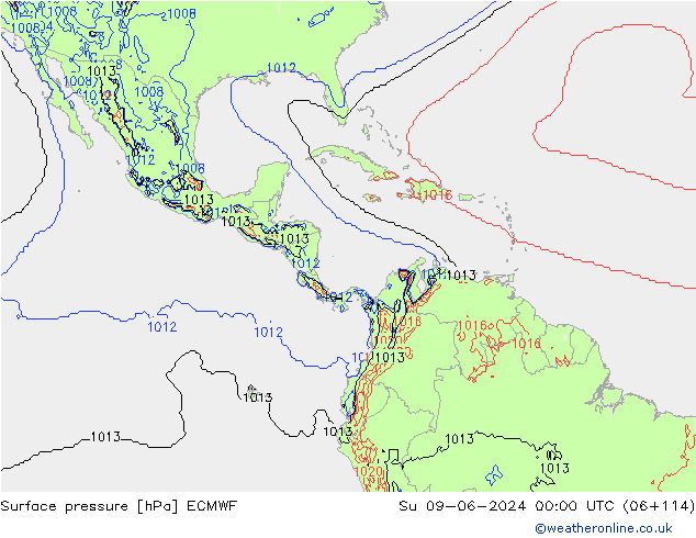 Pressione al suolo ECMWF dom 09.06.2024 00 UTC