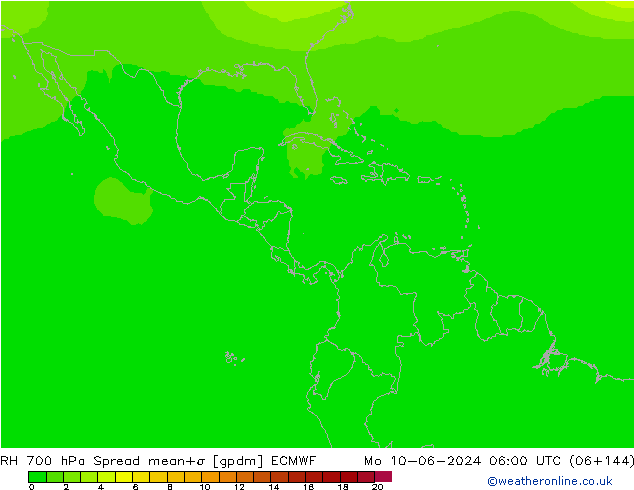 RH 700 hPa Spread ECMWF Mo 10.06.2024 06 UTC