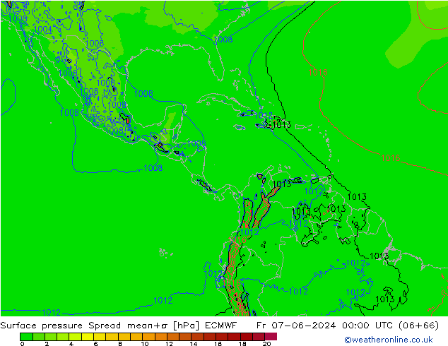 Yer basıncı Spread ECMWF Cu 07.06.2024 00 UTC