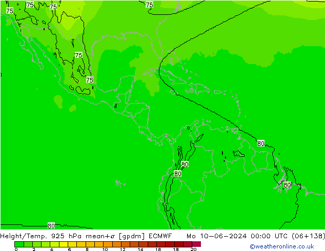 Yükseklik/Sıc. 925 hPa ECMWF Pzt 10.06.2024 00 UTC