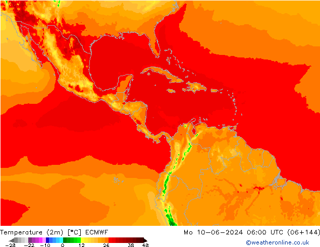 Sıcaklık Haritası (2m) ECMWF Pzt 10.06.2024 06 UTC