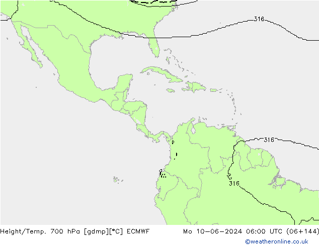 Height/Temp. 700 hPa ECMWF Seg 10.06.2024 06 UTC