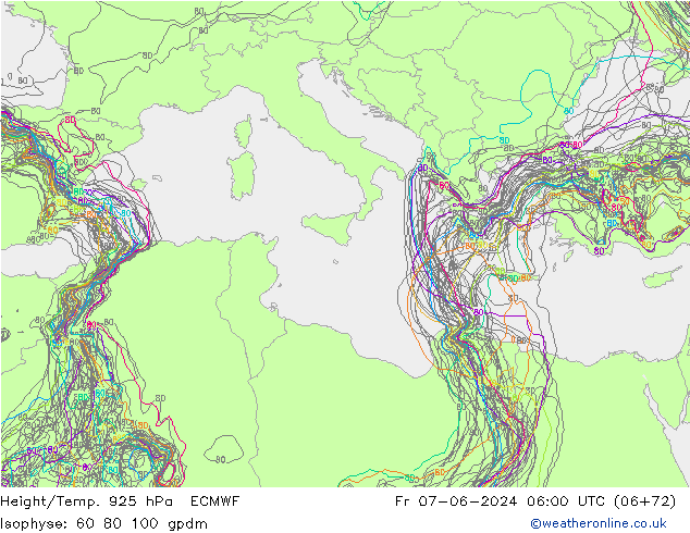 Height/Temp. 925 hPa ECMWF Fr 07.06.2024 06 UTC