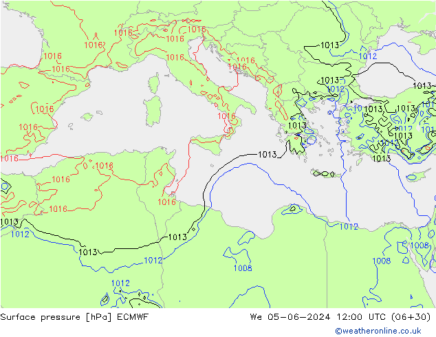 Surface pressure ECMWF We 05.06.2024 12 UTC