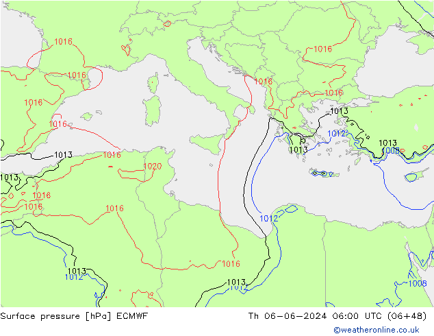 pression de l'air ECMWF jeu 06.06.2024 06 UTC