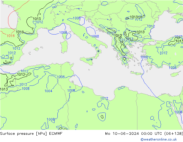 Atmosférický tlak ECMWF Po 10.06.2024 00 UTC