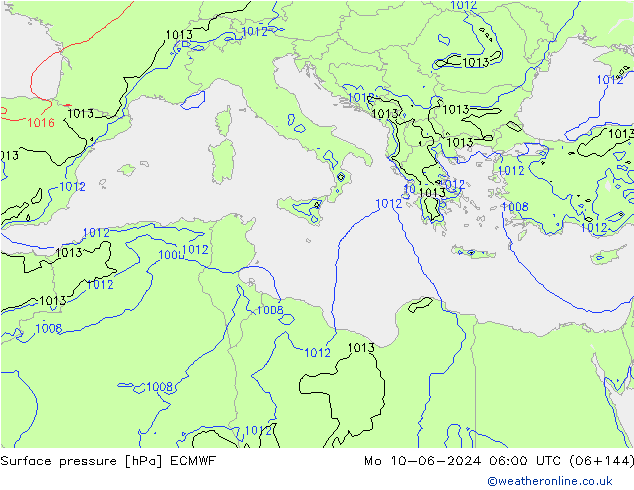 Surface pressure ECMWF Mo 10.06.2024 06 UTC