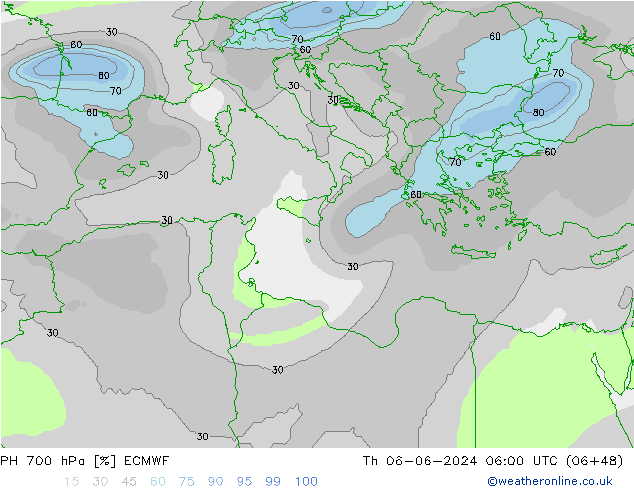 700 hPa Nispi Nem ECMWF Per 06.06.2024 06 UTC