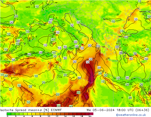 Isotachs Spread ECMWF We 05.06.2024 18 UTC