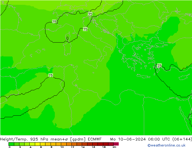 Geop./Temp. 925 hPa ECMWF lun 10.06.2024 06 UTC