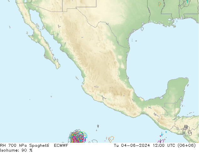 RH 700 hPa Spaghetti ECMWF Ter 04.06.2024 12 UTC