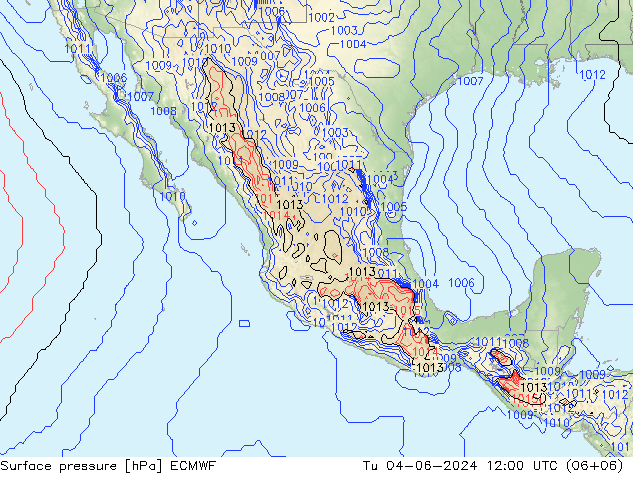 pressão do solo ECMWF Ter 04.06.2024 12 UTC